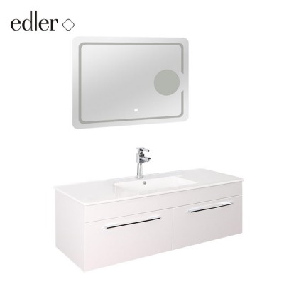 Modern European Style Hotel Waterproof Pvc Bathroom Mirror Light Cabinet Furniture Vanity Wall Mounted Sink Cabinet